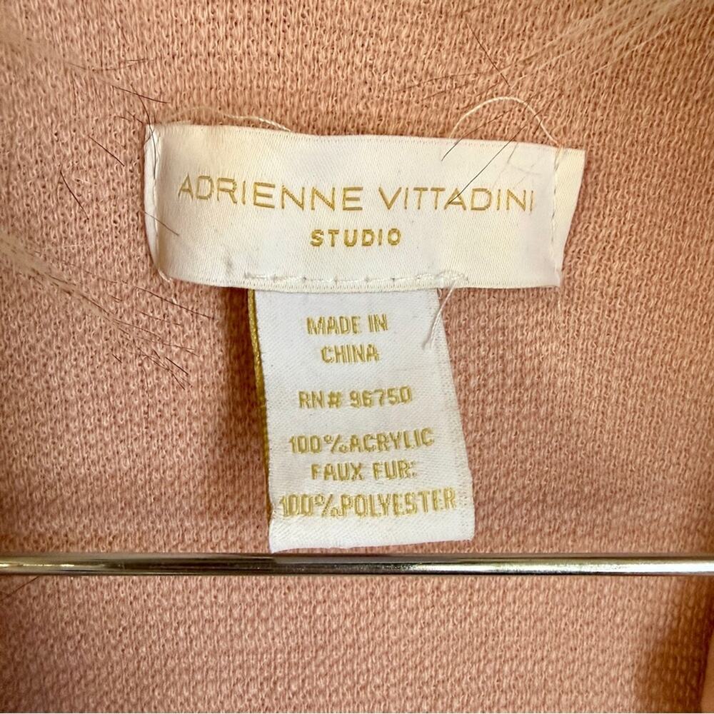 Adrienne Vittadini Pink Poncho with Faux Fur Trim - Picture 4 of 8